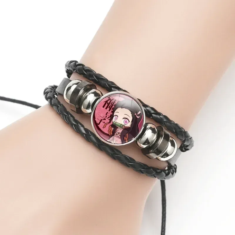 

Demon Slayer Cartoon Bracelet Q Figurals Anime Action Figural Leather Bracelet Tanjirou Kamado Nezuko Hashibira Inosuke Kid Gift