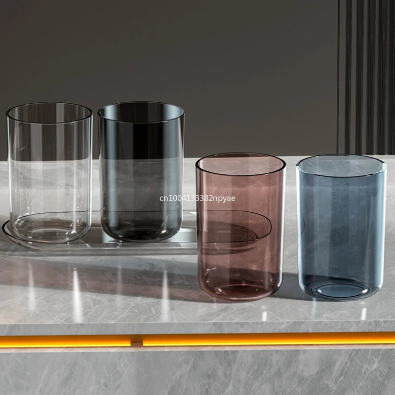 Taza de lavado de cepillos de dientes, taza transparente de moda para enjuague bucal, tazas de plástico para cepillos de dientes para parejas, vasos de baño, tazas para el hogar