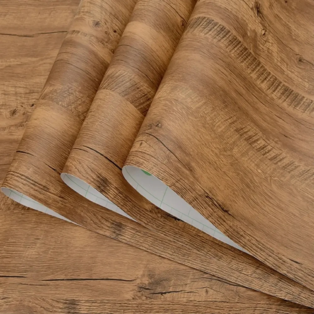 PVC Waterproof Self Adhesive Wallpaper Wall in Rolls Furniture Cabinets Vinyl Decorative Film Wood Grain Stickers For Home Decor
