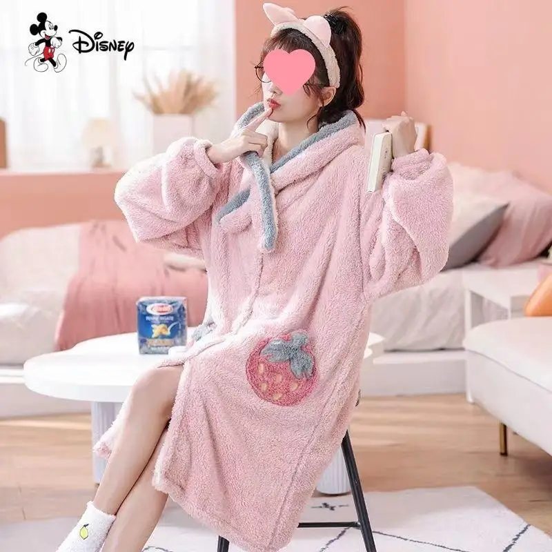 Camisón de manga larga grueso para mujer Kawaii Otoño Invierno nuevo pijama de Anime cálido para mujer conjunto de pantalones ropa para el hogar conjunto de dos piezas