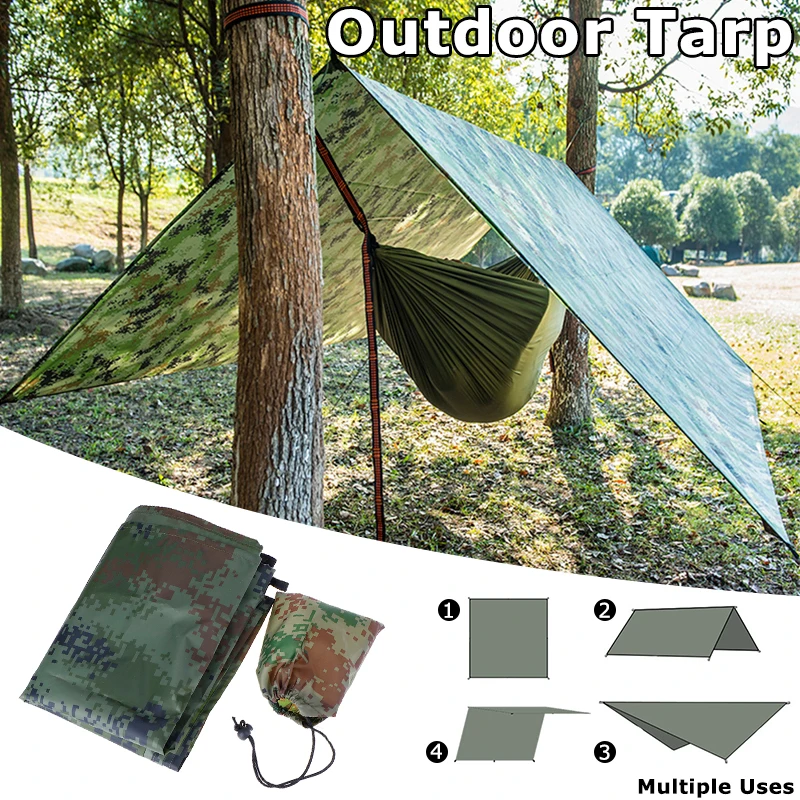 

100*145CM Outdoor Ultralight Tarp Camping Survival Sun Shelter Multifun Waterproof Beach Canopy Beach Mat Rain Sunshade Shelter