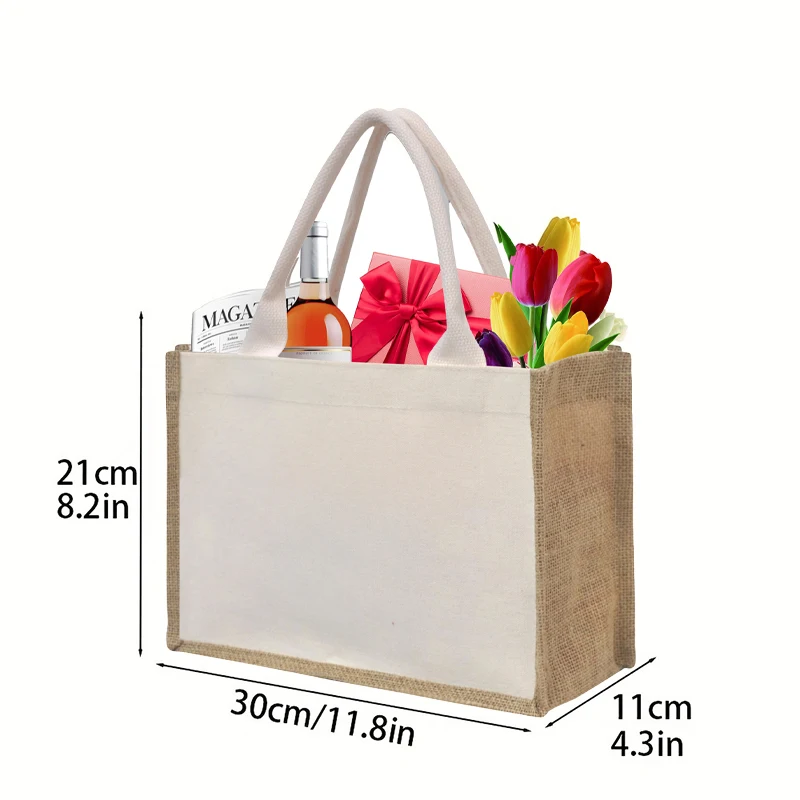 4/6/8PCS Blank DIY canvas Linen Patchwork Women\'s Handbag Waterproof Inside Large Capacity Can be Worn on One Shoulder