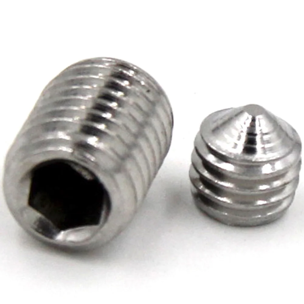 5-50Pcs/Bag DIN914 SUS304 M2,M2.5,M3,M4,M5,M6,M8 *L=3,4,5~20 Stainless Steel Cone Point Set Grub Screw