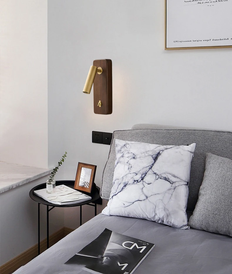 With Switch Wall Lamp Gold Silver Brass Wooden