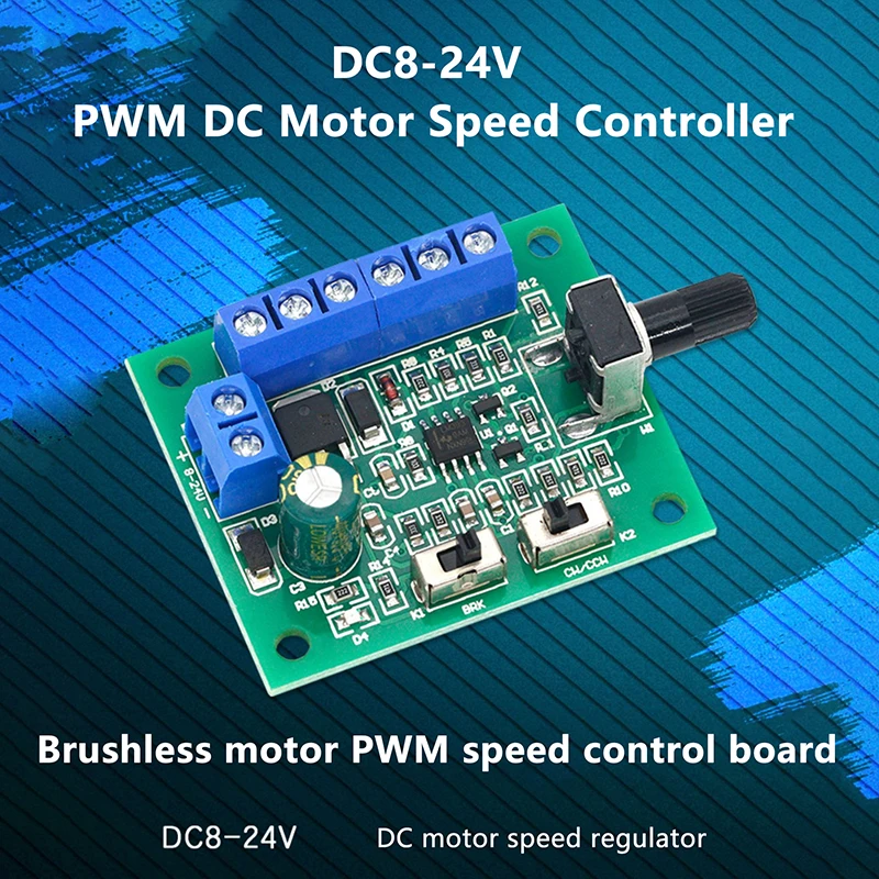 New·DC 8V-24V Brushless DC Motor Driver Controller Board PWM Driver Fan Motor Speed Governor Forward And Backward Control 18KHz·