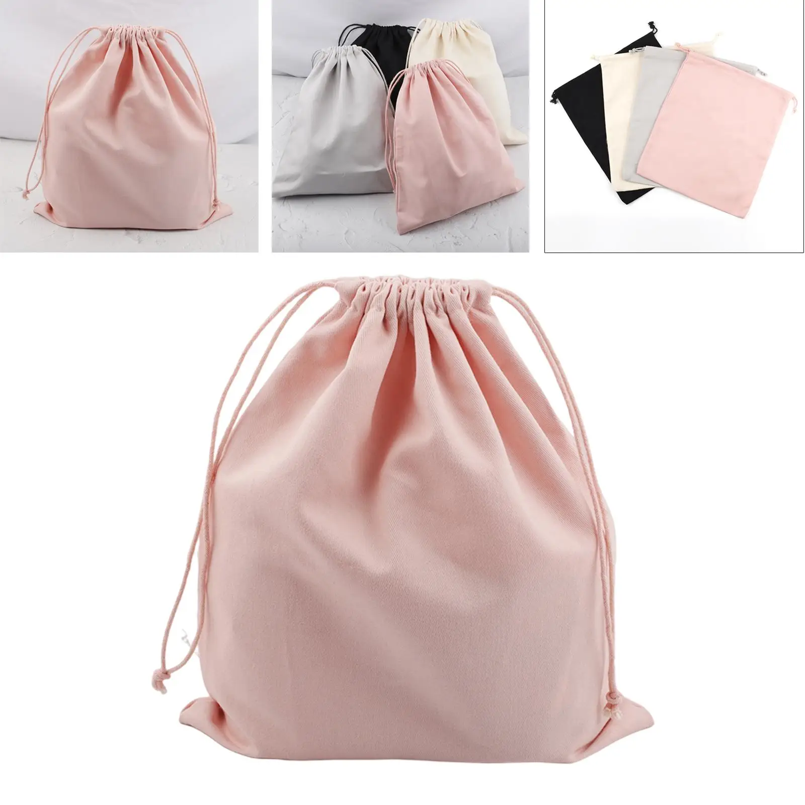 25x30cm Large Canvas Plain Drawstring Bags Laundry Bag Reusable