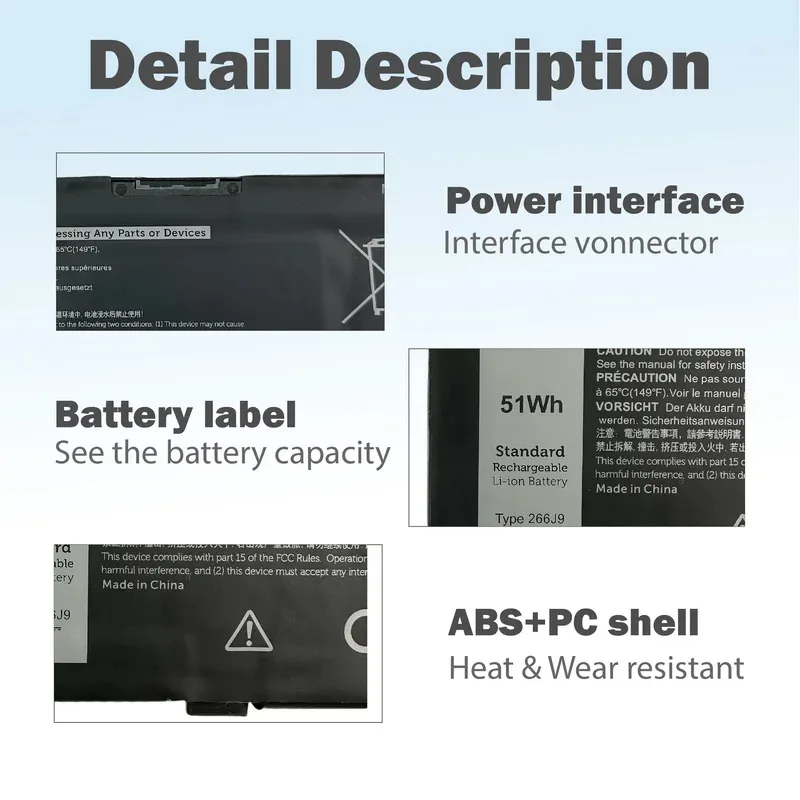 266J9 51Wh بطارية لديل انسبايرون G3 15 3500 3590 3790 G5 15 5500 SE 5505 11.4V 4474mAh P89F انسبايرون 5490 INS 15PR-1545W 154