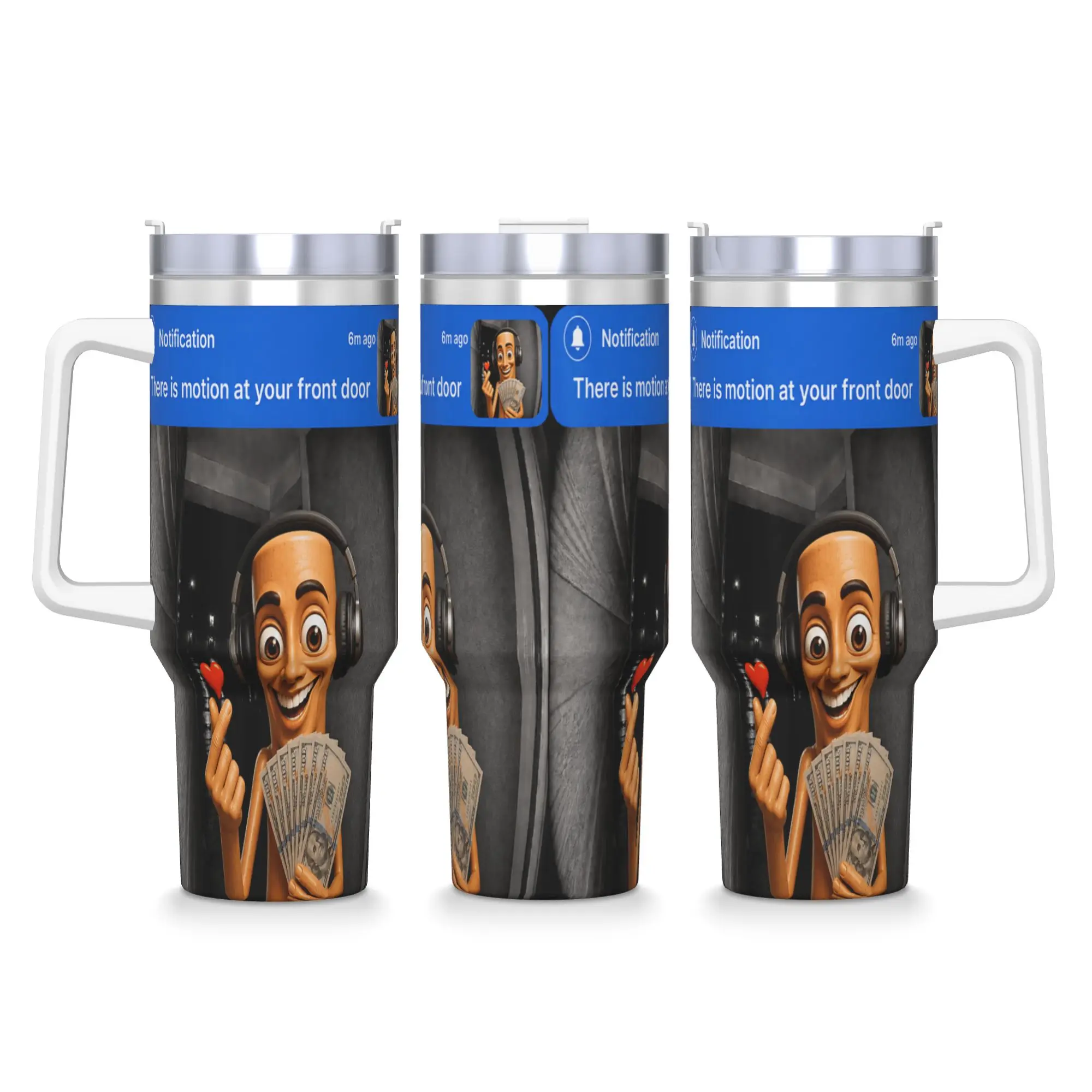 There is Motion At Your Front Door Tung Sahur Funny Meme Stainless Steel Tumbler Travel Car Mugs Large Mug Milk Tea Water Bottle