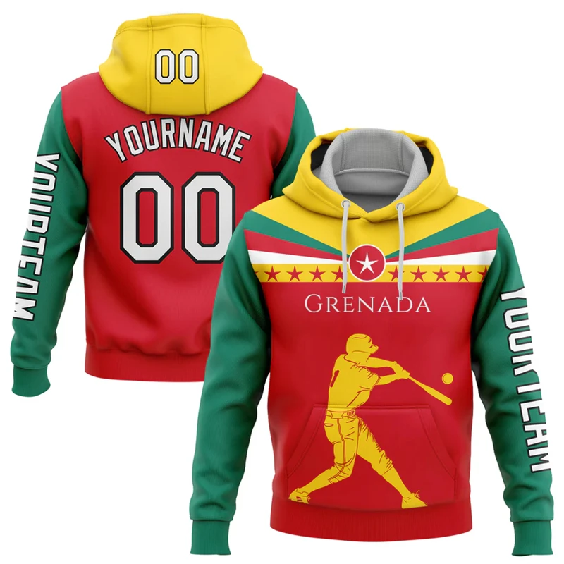 Custom Name Number National Flag Baseball Hoodies Fashion Softball 3D Printed Sweatshirts Oversized Team Uniforms DIY Pullovers