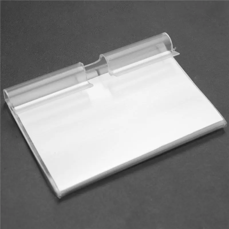 ABCA-150Pcs Clear Plastic Label Holder Price Tag, Shelf Label Clip Removable Label Holder For Storage Bins Basket Labels