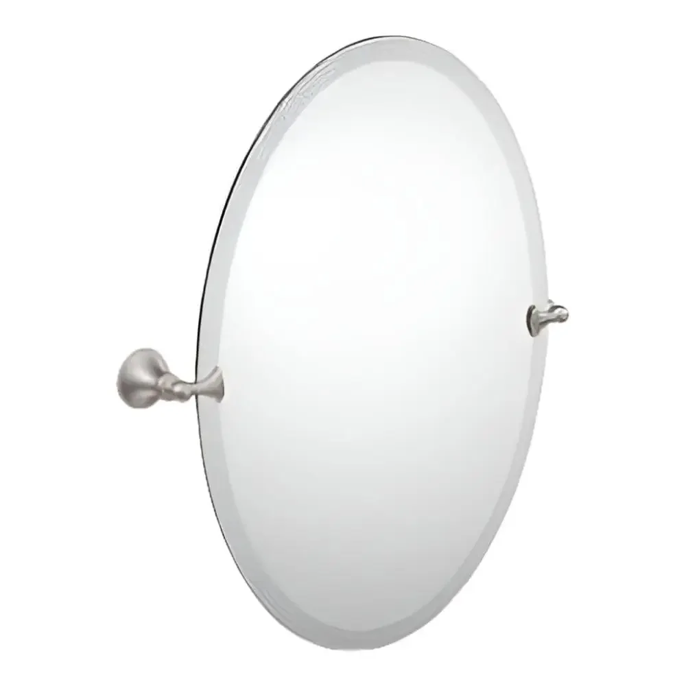 مرآة كلاسيكية من النيكل المصقول مع أجهزة تركيب مجموعة Glenshire تصميم فترة العصر وأناقة المقاطعة الأصلية