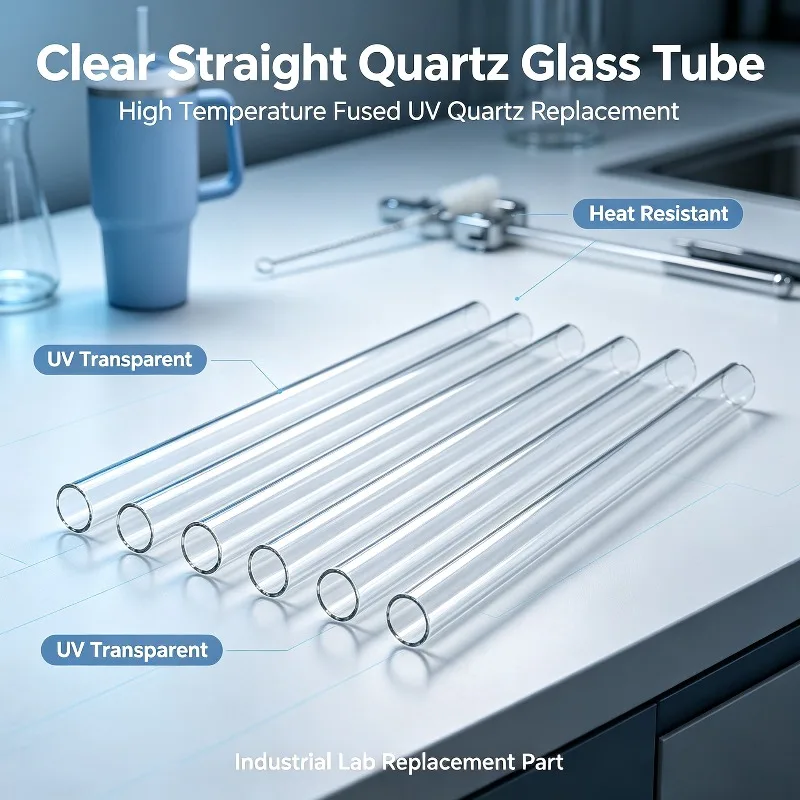 60 PCS  Clear Straight Quartz Glass Tube, High Temperature Fused Transparent UV Quartz Pipe Replacement Parts