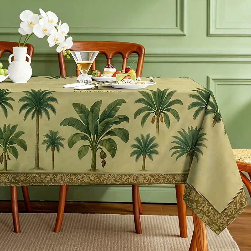 Tropical Palm Tree Rectangle Tablecloth for Table Decor Summer Hawaii Plants Kitchen Dining Table Cloth Poolside Party Decor