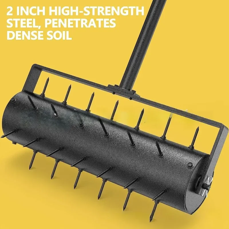 Lawn Aerator Roller, 40cm Hand Rolling Lawn Spike Aerator, Detachable Manual Soil Aerating Tool for Garden Yard