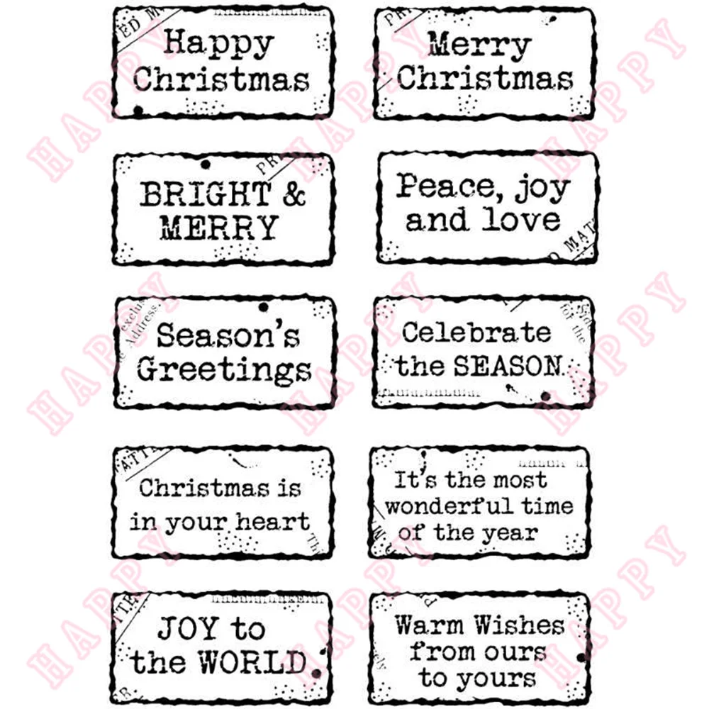 

New Christmas Old Labels Clear Stamps Decoration Paper Craft For Scrapbook Diary Embossing Template DIY Greeting Card Handmade