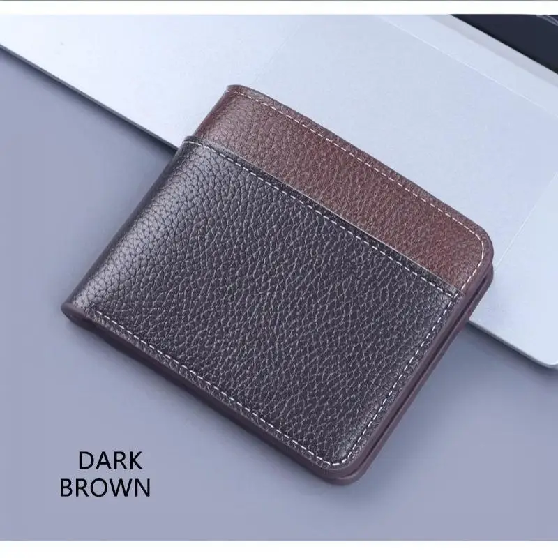Minimalistische Herren-Geldbörse aus PU-Leder, Schwarz-Kaffee, große Kapazität, mehrere Fächer, zweifach faltbar, Ausweiskartenhalter, für Männer und Frauen – Detail 13