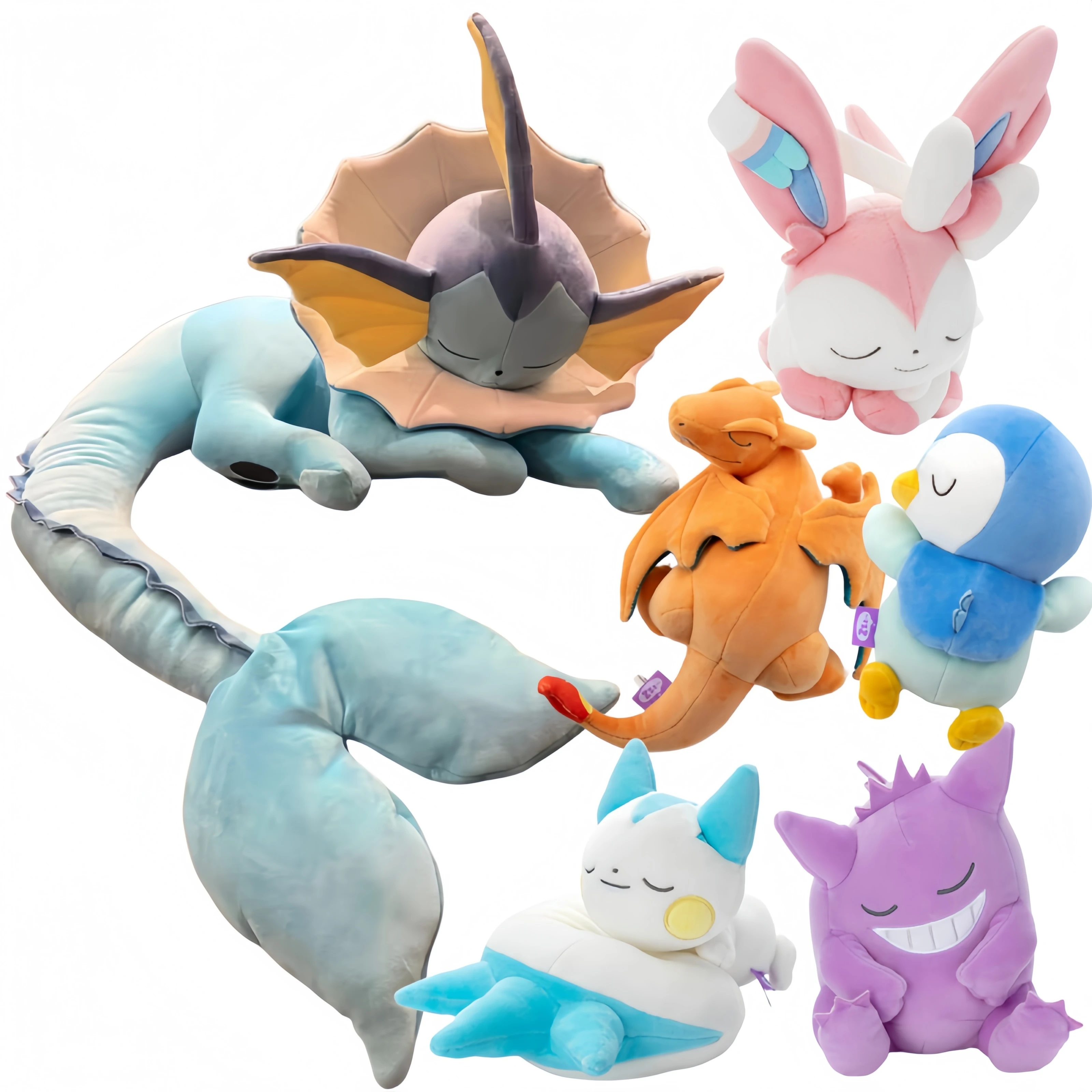 

Pokemon Plush Toys Sleeping Pikachu Vaporeon Sylveon Glaceon Leafeon Piplup Charizard Gengar Soft Stuffed Doll Collectible Gift