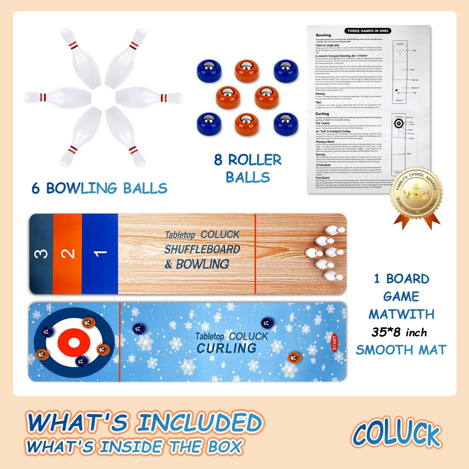 Curling 3 in 1 Gioco da tavolo Shuffleboard da tavolo Bowling Curling Gioco da tavolo Mini giochi da tavolo Gioco sportivo per famiglie per bambini adulti