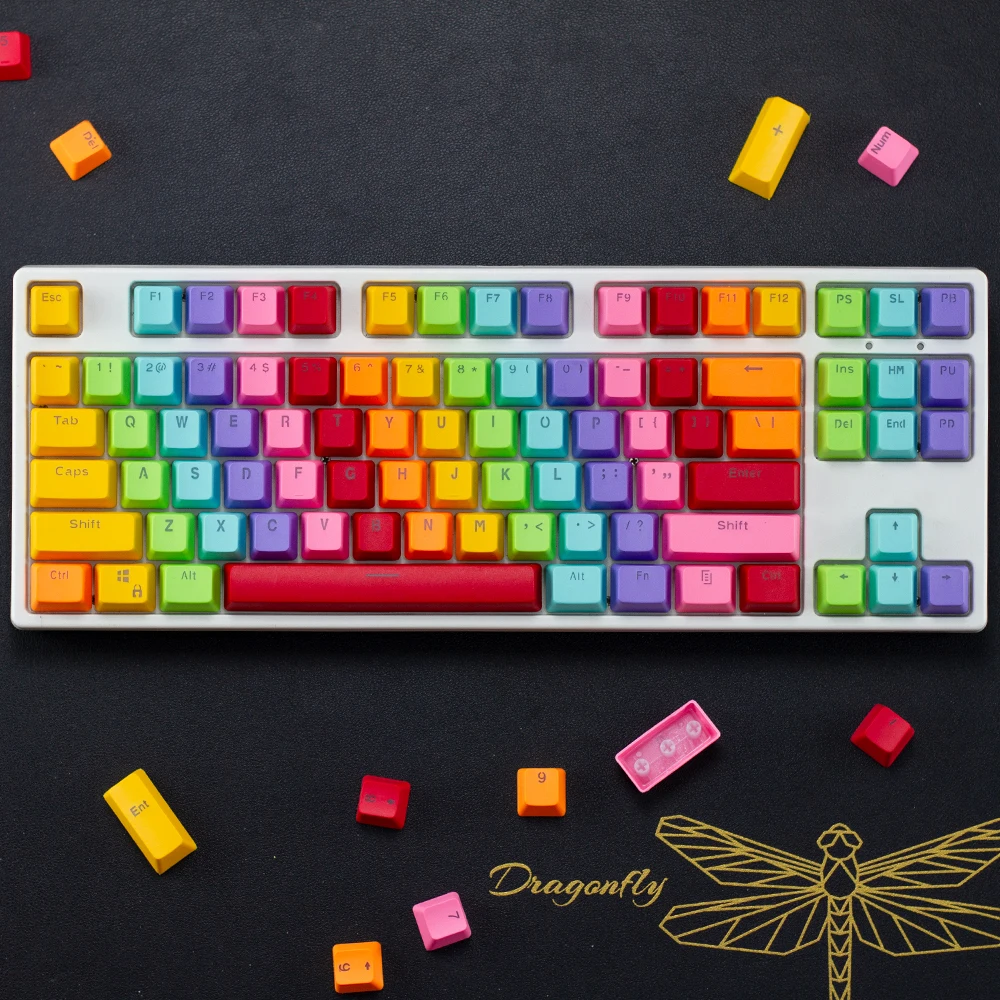 

Mechanical keyboard universal 61/87/104 rainbow keycap cherry big F cool PBT transparent magnetic axis keycap