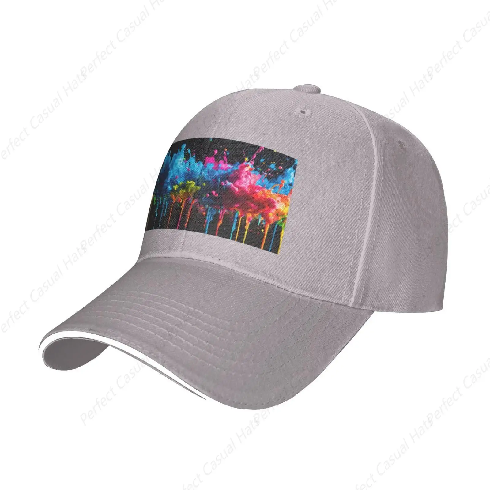 Hot-Selling Paint Splatter Backdrop Art-Print Caps Sandwich Peaked Caps Trucker Hat Unisex Outdoor Sport Travel Sun Visor