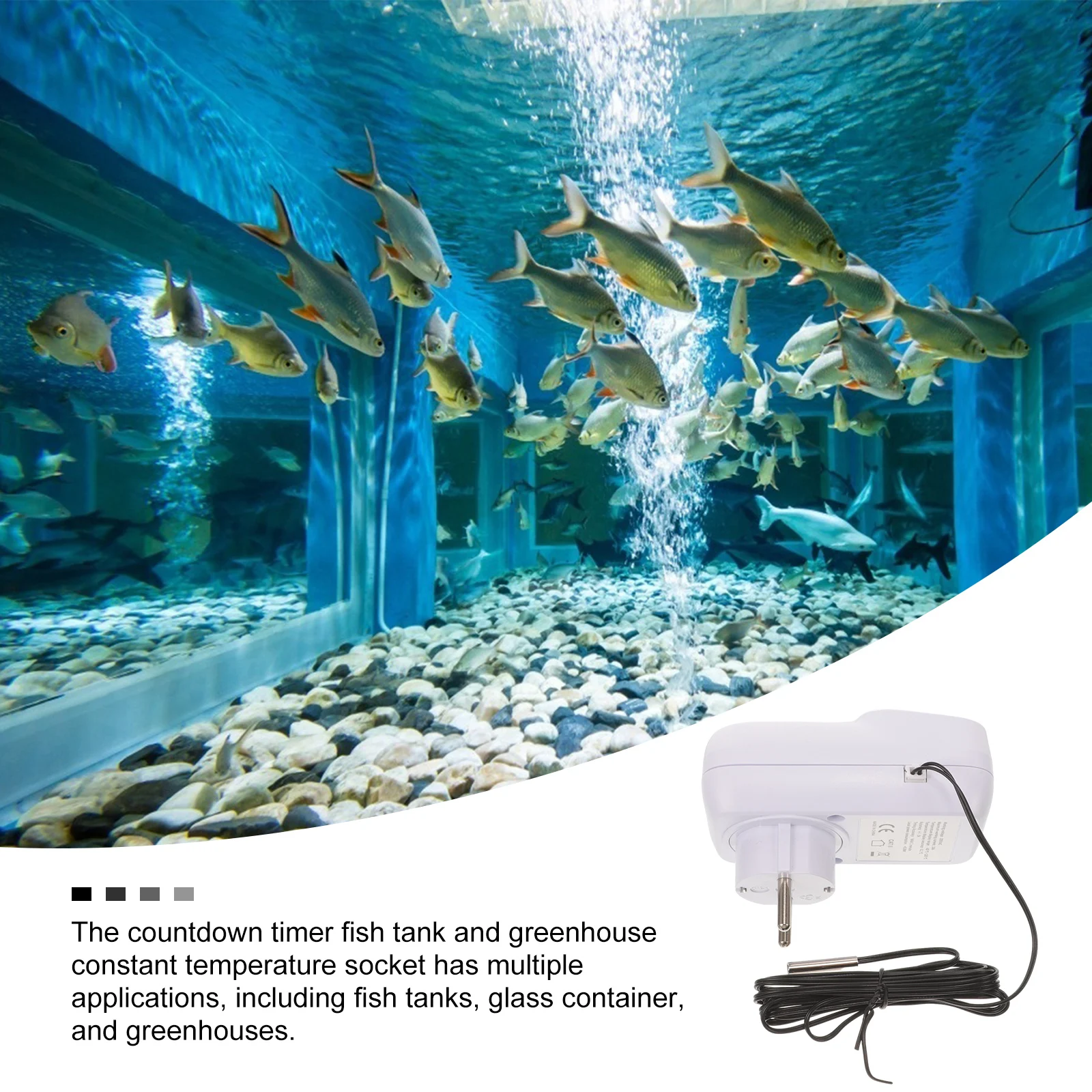 

Digital Thermostat Socket Temperature Control Plug Smart Outlet Adjustable Timer Plastic Material Overload Protection Fish Tank