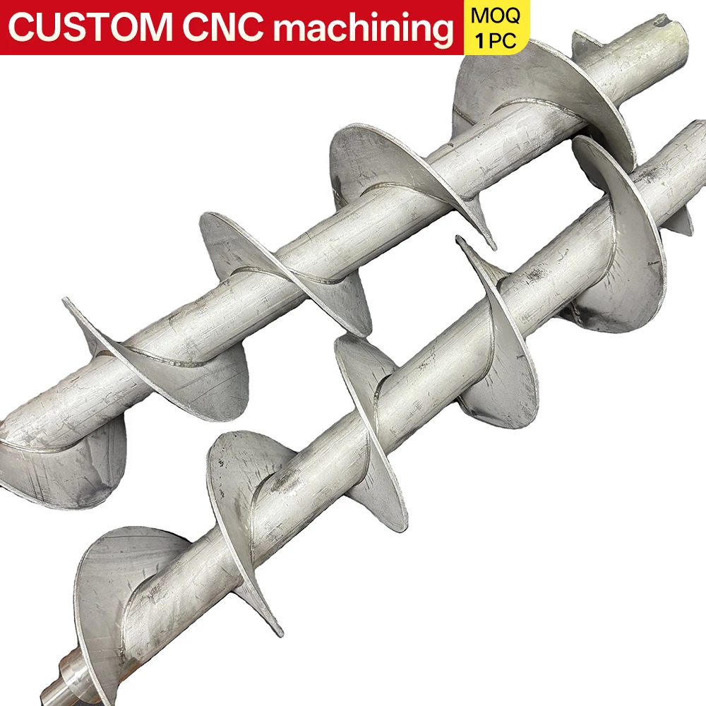 Custom 304 Stainless Steel Spiral Auger Shaft CNC Machined Welded Screw Shaft for Screw Conveyor Industrial Feeding Equipment