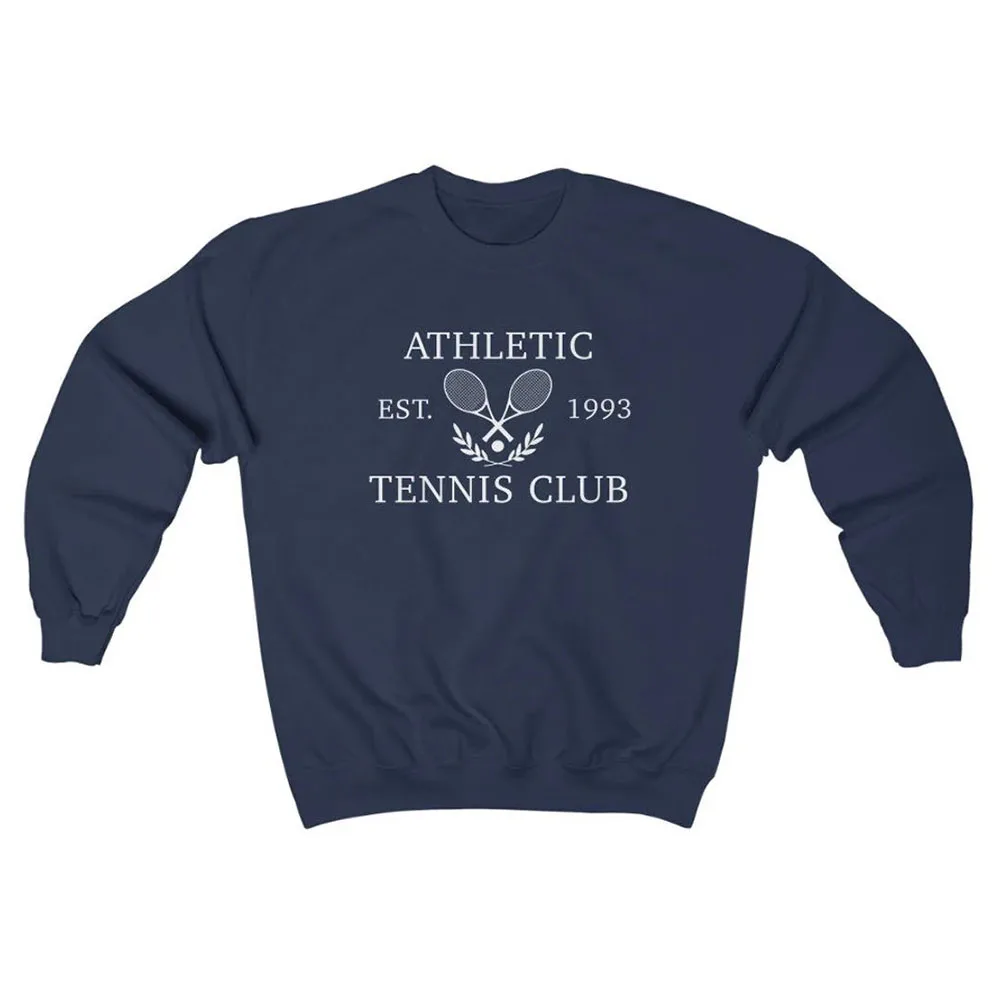 Athletic Est.1993 Tennis Club Women Y2K Sweatshirts Autumn Winter Long Sleeve Thick Warm Fleece Pullover Retro Style Jumper