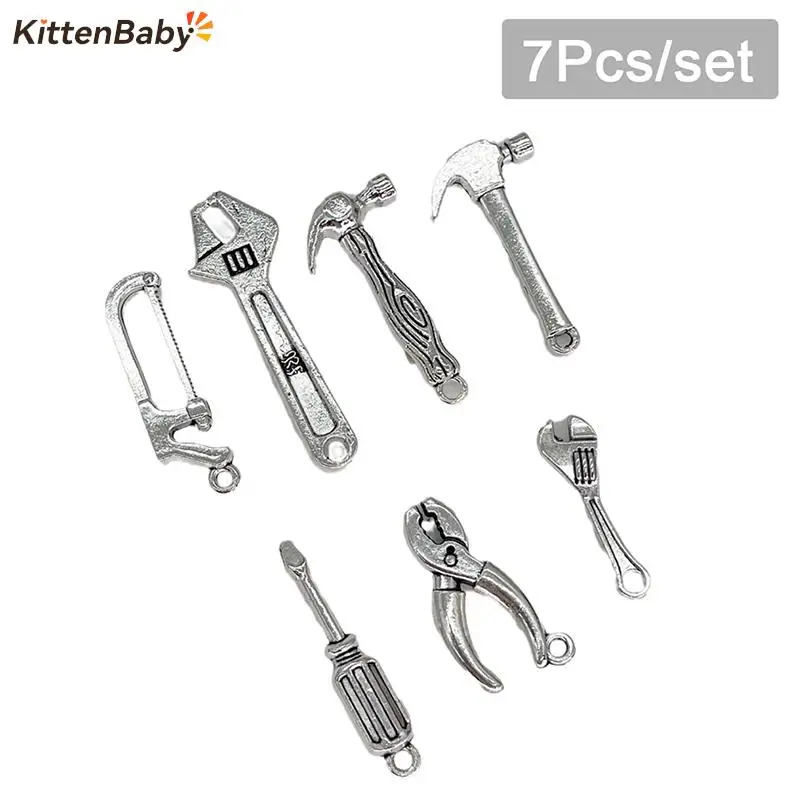 7Pcs/Set 1:12 Dollhouse Miniature Repair Tool Screwdriver Hammer Wrench Model Kids Pretend Play Toy Doll House Accessories