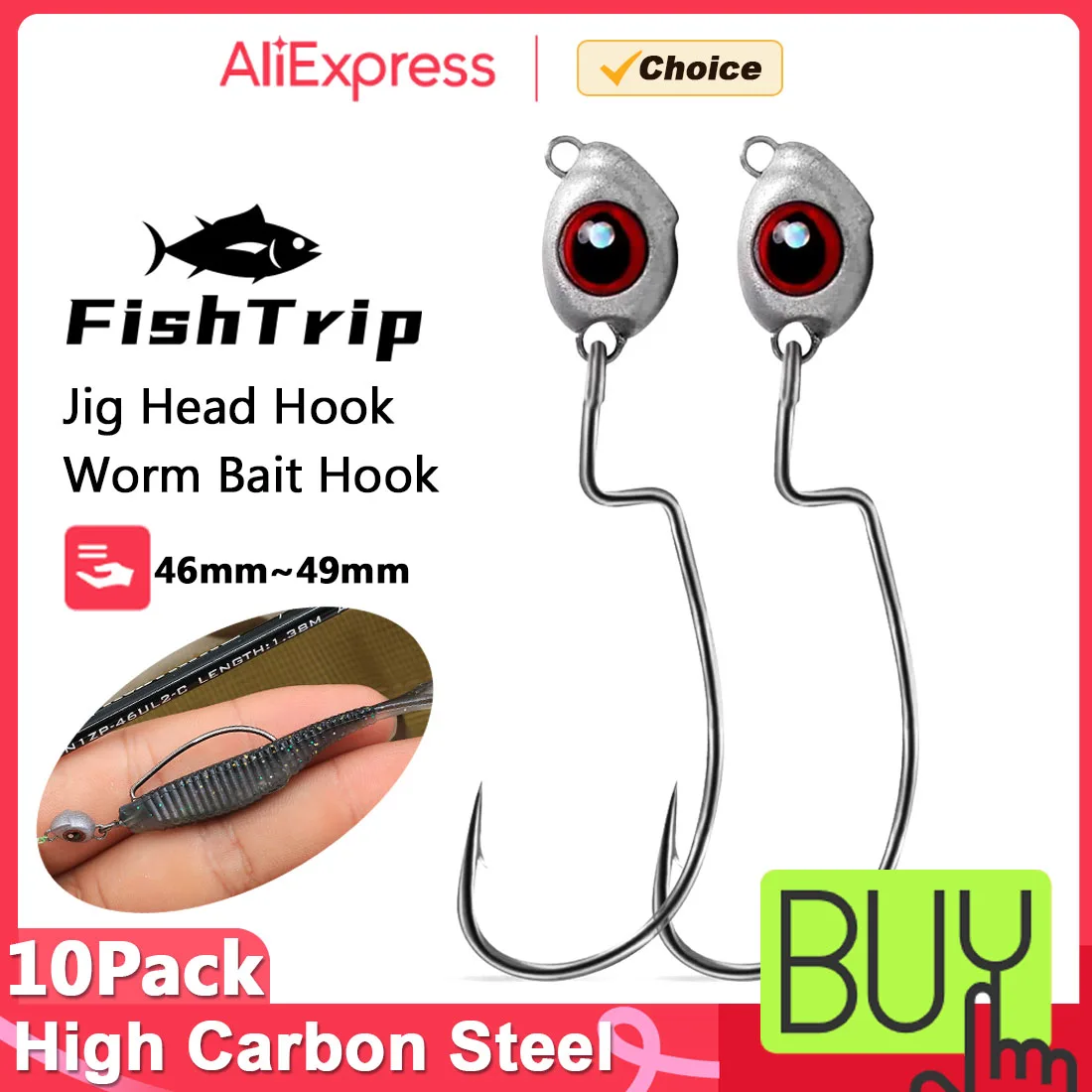 FishTrip 10 Stück Angel-Jig-Kopfhaken, Köder-Wobbler, Meeresangelköder, Haken, 1,8 g ~ 14 g, unkrautloser Untersinnbarsch zum Angeln im Salzwasser