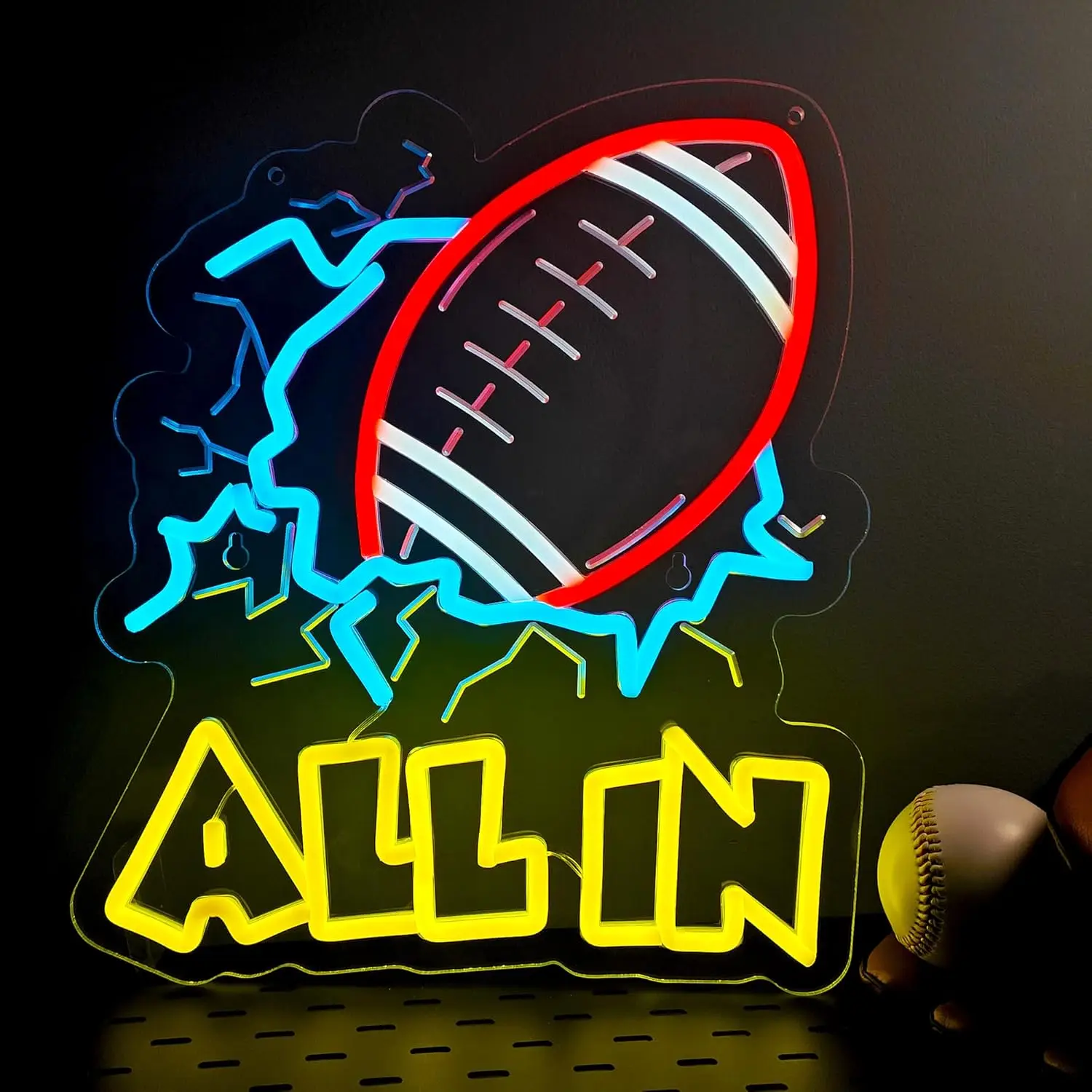 

“ALL IN” Football game Neon Sign USB Powered Led Light for Party Bar Gaming Room Bedroom Decoration Birthday Gift Art Wall Light