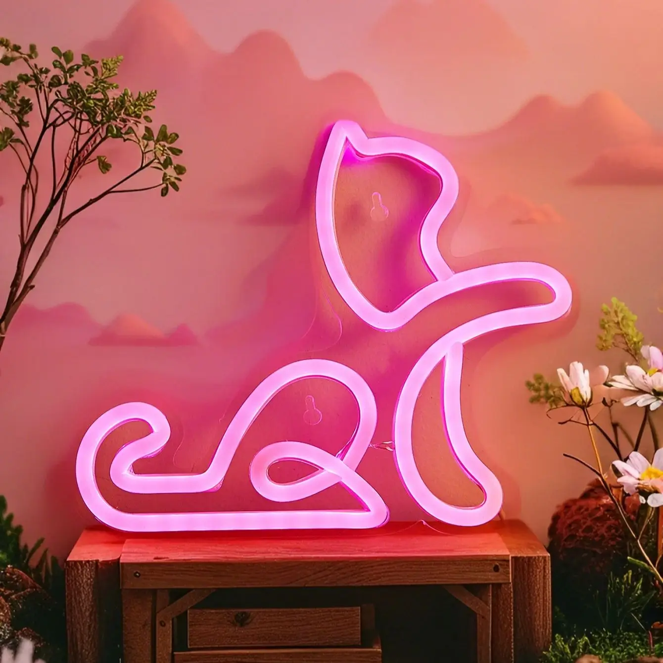 

Chi-buy светодиодный неоновый кот с подъемом лапы, питание от USB, неоновые вывески, декоративная лампа, знаки, подарок на день рождения, настенное искусство для спальни, комнаты, бара, магазина