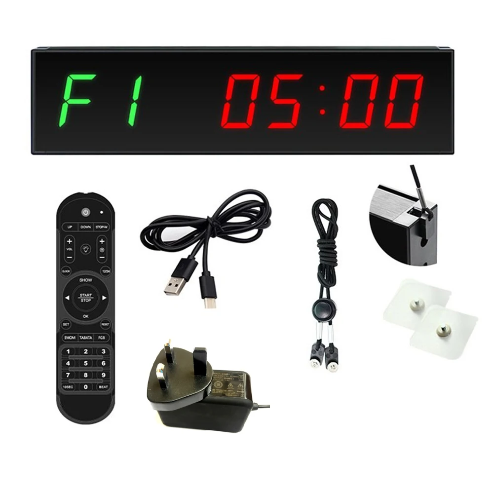 LED Fitness Timer Type-C Plug-in Digital Countdown Clock For Competition Training Home Supplies For Household