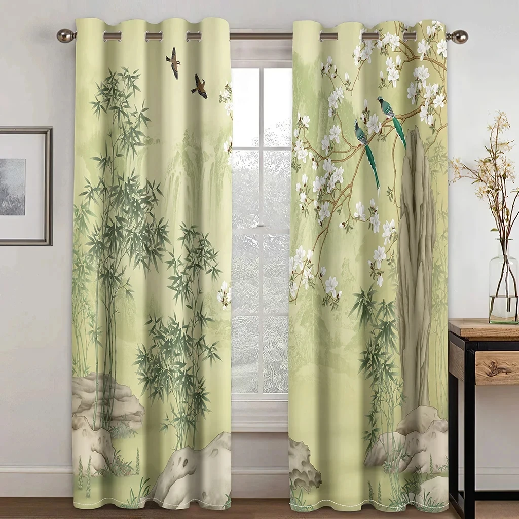 Chinese Troditional Culture Bird Flower Window Curtains in Kids Bedroom Living Room Hall Treatments Kitchen Decor Drapes Blinds