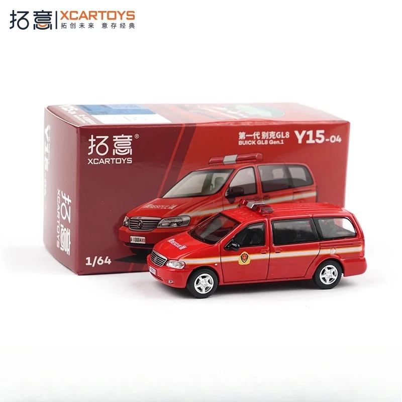 Diecast 1/64 escala Buick GL8 motor de bomberos coche en miniatura de aleación juguete coleccionable regalo adorno de exhibición de recuerdo
