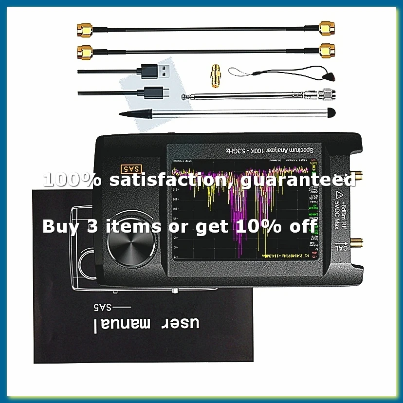 ●Newest 4inch IPS LCD SA5 Spectrum Analyzer Spectrum Anslyzer 100k-5.3GHz Signal Generator Built-in 5000mAh Battery