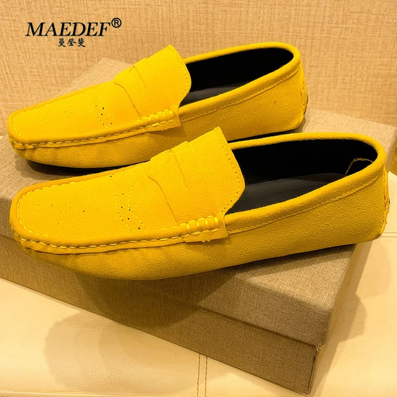 

MAEDEF Loafers Men Suede Casual Party Dress Shoes Slip on Moccasins Men Flats Shoes Comfortable Size 48 Fashion Mens Shoes