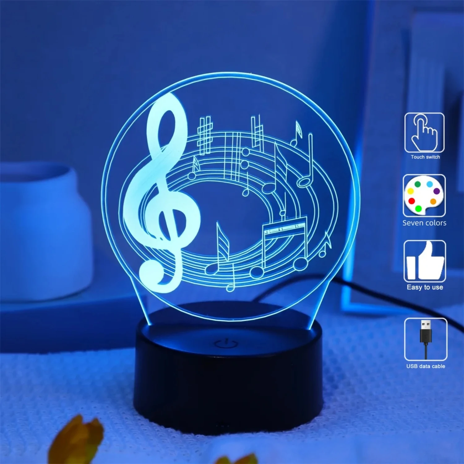 A big note shape USB 3D night light, musician collection lights, party, festival decorative lights, gift lights  friends.