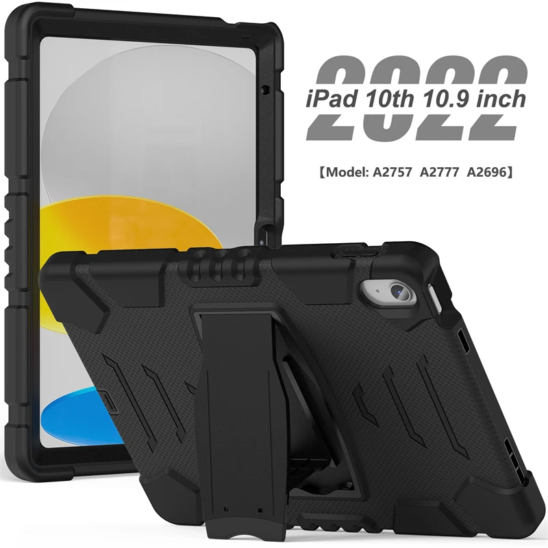 Anti Fall Armor Case For Apple iPad10/9/8th Gen Tablet Shell 10.2 inch Full Protection Silicon Cover Built-in Stand Mini5/4 10.5