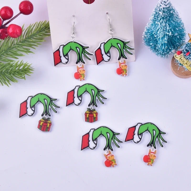 10pcs/pack Fashion Christmas Acrylic Charms for Earring Necklace Jewelry DIY Making