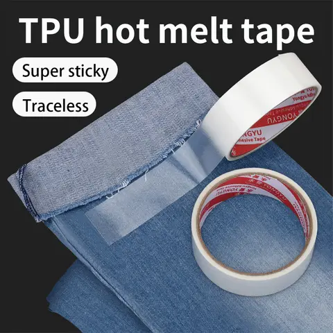 TPU 핫멜트 양면 테이프 슈퍼 끈적 끈적한 접착 의류 직물 원활한 원활한 철 난방 가정용 수리 다양한