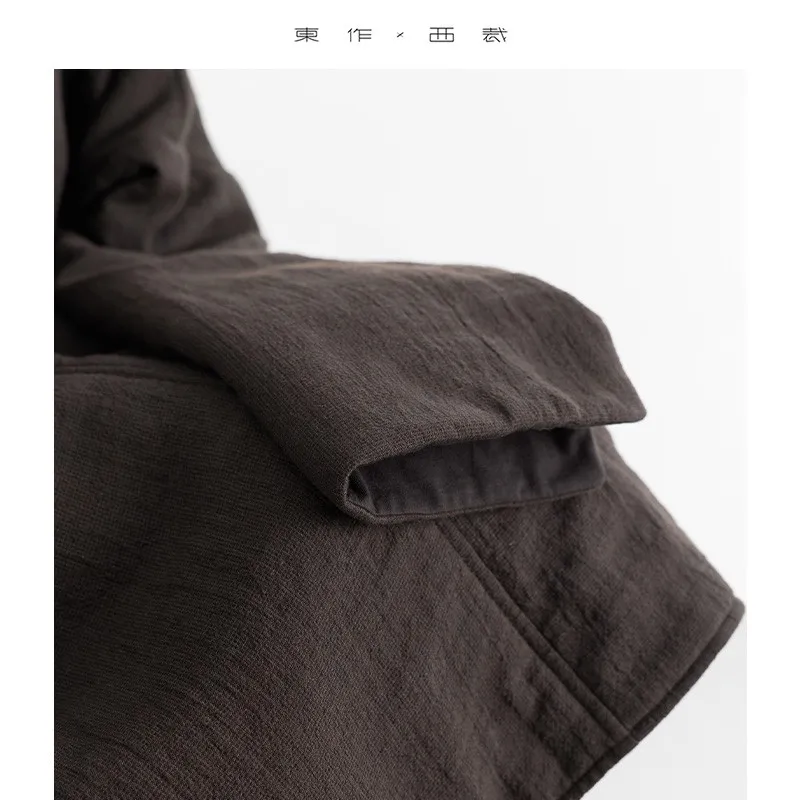 Kurtka damska w stylu zen, inspirowana nowym chińskim stylem ~ Lekki luksus, jedwabno-lniano-bawełniana, ciepła krótka kurtka, artystyczna, lekka, bez ucisku, idealna na jesień i zimę.