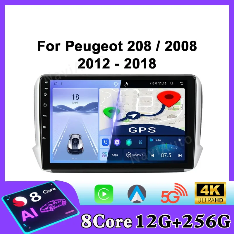 For Peugeot 2008 208 2012 - 2018 Car Radio Android Automotive Multimedia Player Navigation GPS Carplay Touch Screen Auto Stereo