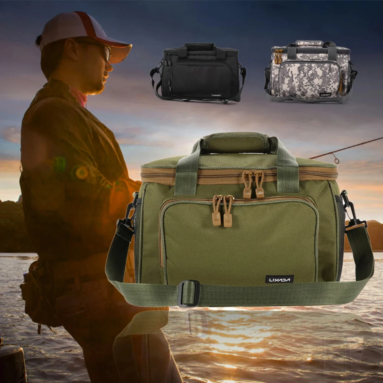 

Portable Multifunctional Canvas Fishing Shoulder Pack Fishing Tackle Fishing Lure Reel Pouch Case