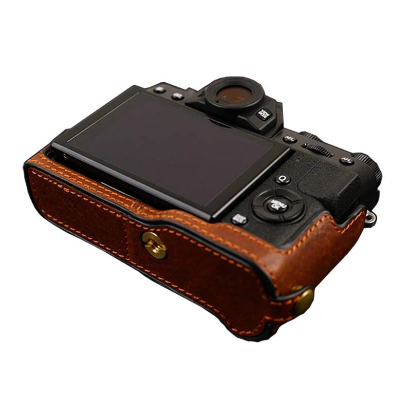 For Fujifilm XT10 XT20 Fuji XT20 XT30 Handmade Camera Bag Cover Vintage Case Genuine Leather Camera case Half Body image 3