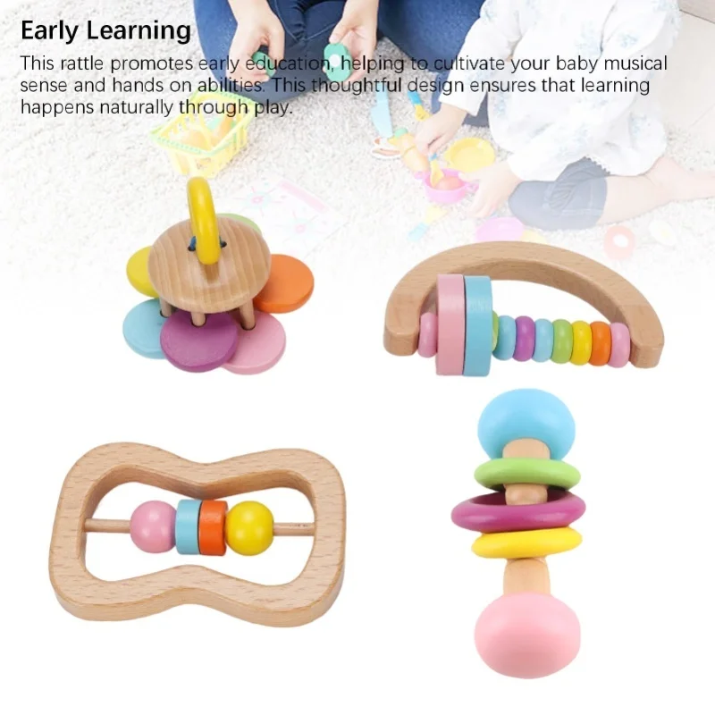 4-delige babyrammelaars set pasgeboren baby handrammelaar vroeg leren grijpspeelgoed voor kinderen