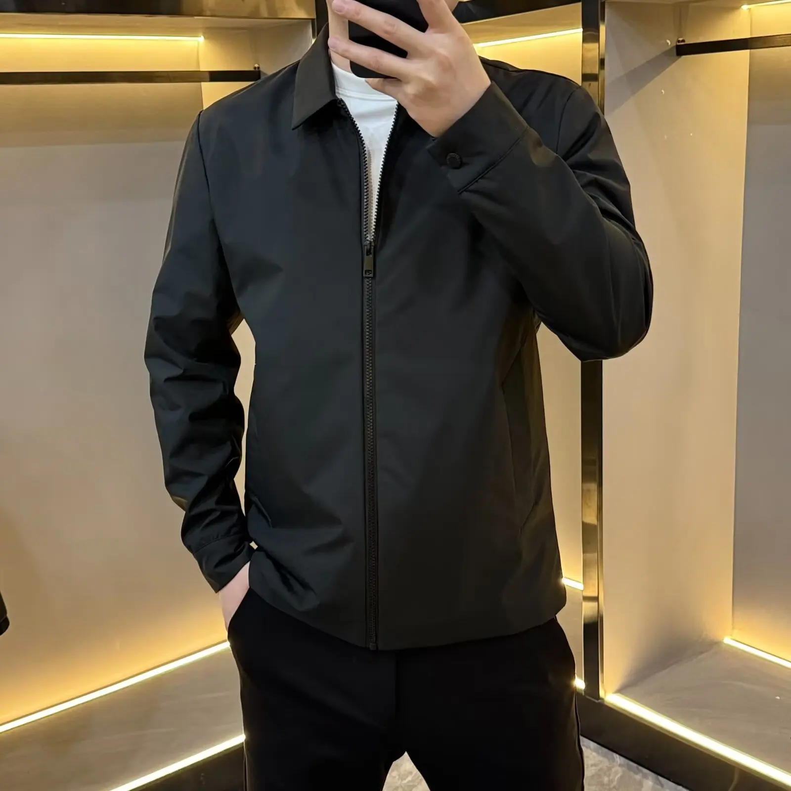 

Casual Fashionable Men's Jacket Stand Collar Versatile Stylish Autumn Business Casual Daily Wear Polyester Fabric