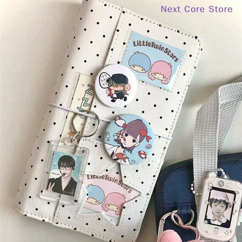 [NC]A6 Polka Dot Cloth Binder Notebook 6-Hole Loose Leaf Portable DIY Scrapbook Journal Multi Pocket Photo Album Planner Gift