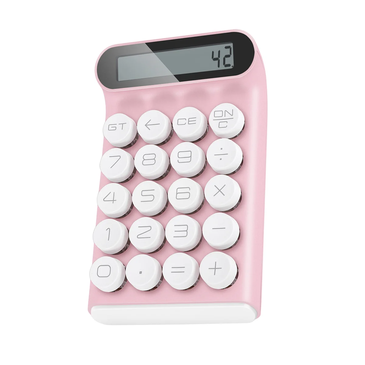 Retro Calculator Mechanical Keyboard Portable Computer 10 Digit LCD Display Financial Office Fashion Calculator-Pink