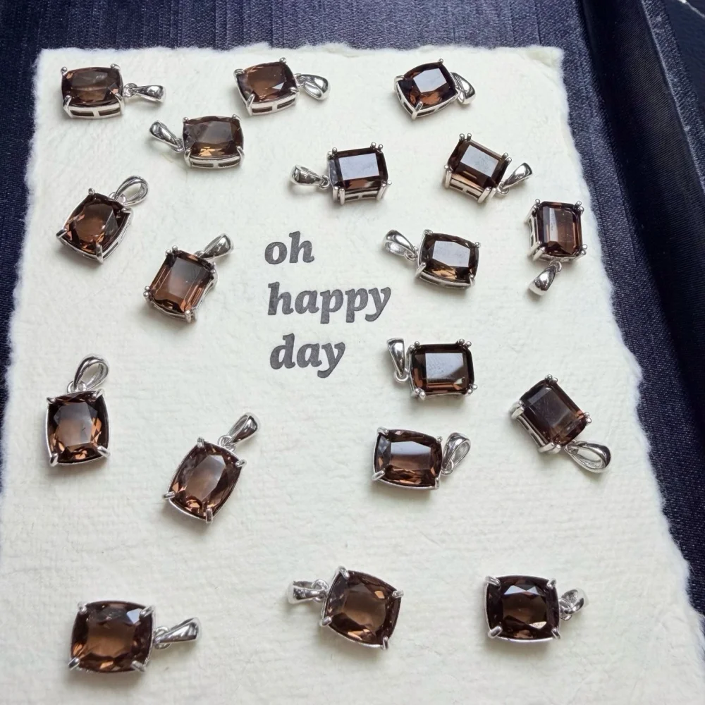 1PCS 8*10mm Natural Smoky Cube Crystal Quartz Pendant Polished Reiki Healing Crystal Jewelry Gift Rock Decoration