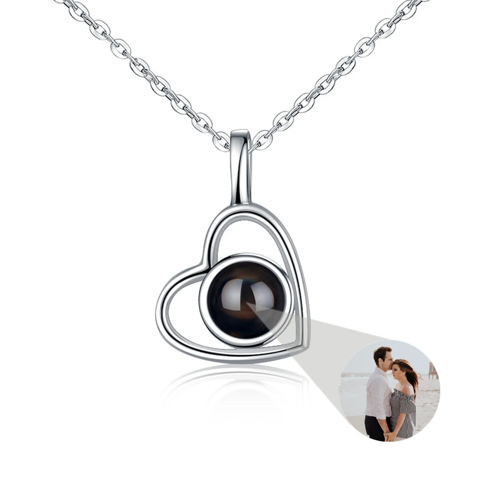 

Custom Photo Heart Necklace for Women Personalized Projection Photo Heart Keychain for Family Memory Gift